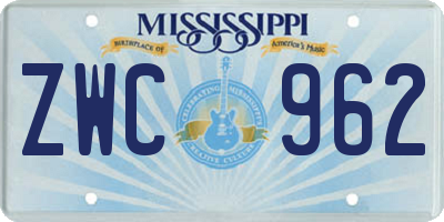 MS license plate ZWC962