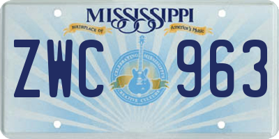 MS license plate ZWC963