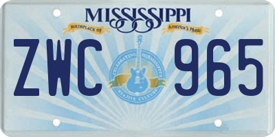 MS license plate ZWC965