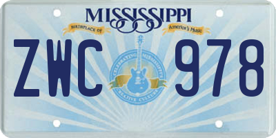 MS license plate ZWC978