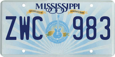 MS license plate ZWC983