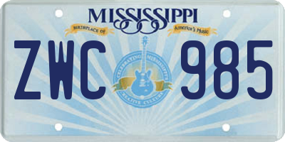 MS license plate ZWC985