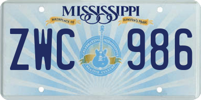 MS license plate ZWC986