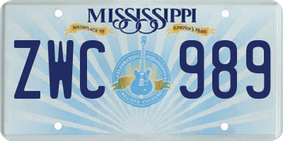 MS license plate ZWC989