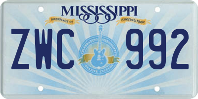 MS license plate ZWC992