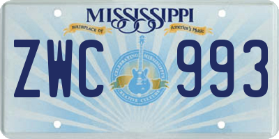 MS license plate ZWC993