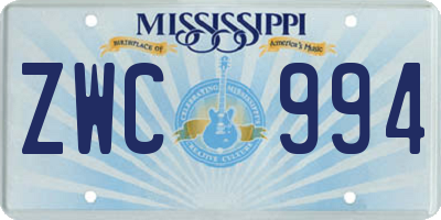 MS license plate ZWC994
