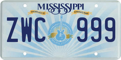 MS license plate ZWC999