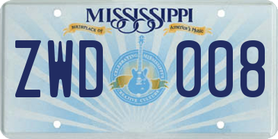 MS license plate ZWD008