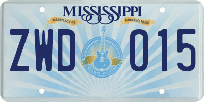 MS license plate ZWD015