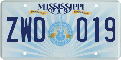 MS license plate ZWD019