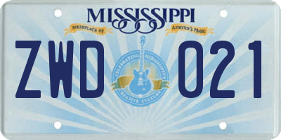 MS license plate ZWD021