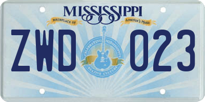 MS license plate ZWD023
