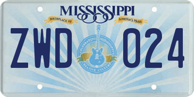 MS license plate ZWD024