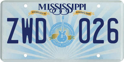 MS license plate ZWD026