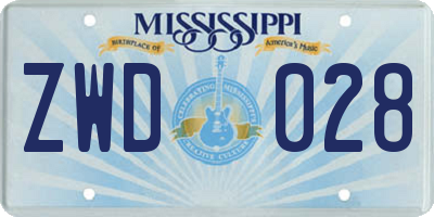MS license plate ZWD028