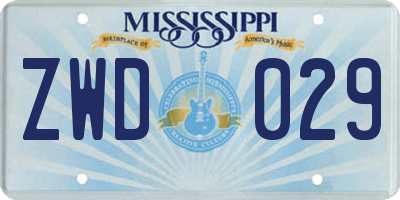 MS license plate ZWD029