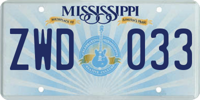 MS license plate ZWD033