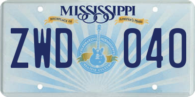 MS license plate ZWD040