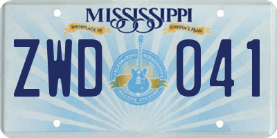 MS license plate ZWD041