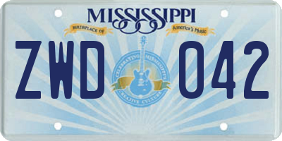 MS license plate ZWD042