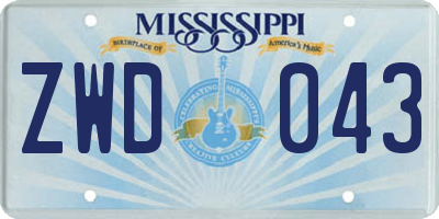 MS license plate ZWD043