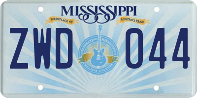 MS license plate ZWD044