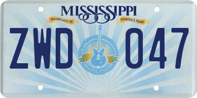 MS license plate ZWD047