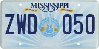 MS license plate ZWD050