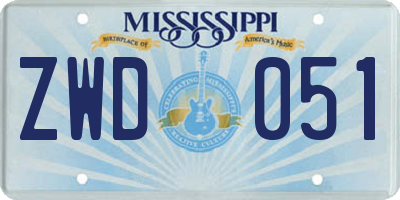 MS license plate ZWD051