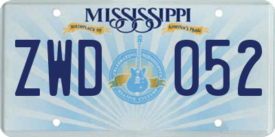 MS license plate ZWD052