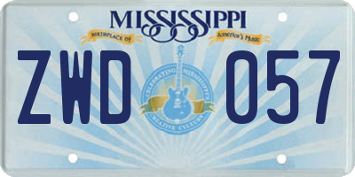 MS license plate ZWD057