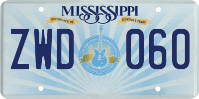 MS license plate ZWD060