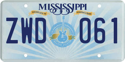 MS license plate ZWD061