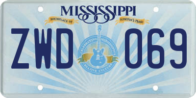 MS license plate ZWD069
