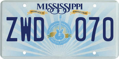 MS license plate ZWD070