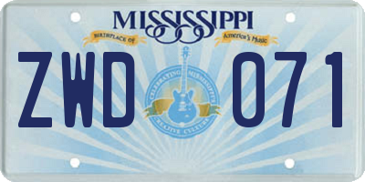 MS license plate ZWD071