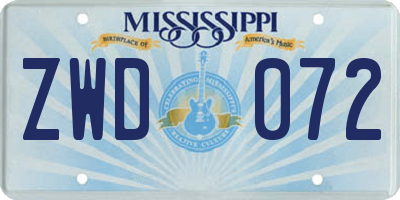 MS license plate ZWD072