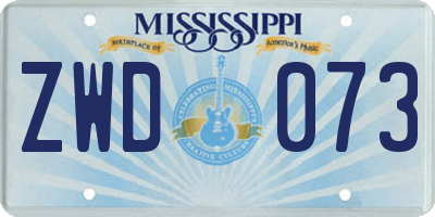 MS license plate ZWD073