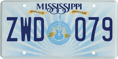 MS license plate ZWD079