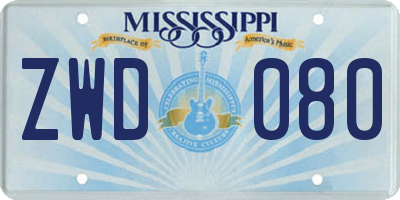 MS license plate ZWD080