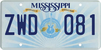 MS license plate ZWD081