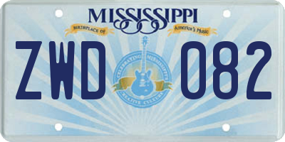 MS license plate ZWD082