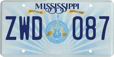 MS license plate ZWD087