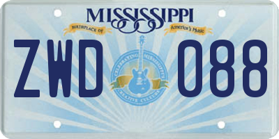 MS license plate ZWD088