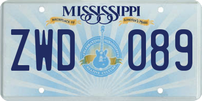 MS license plate ZWD089