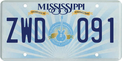 MS license plate ZWD091