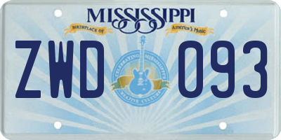 MS license plate ZWD093