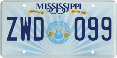 MS license plate ZWD099