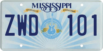 MS license plate ZWD101